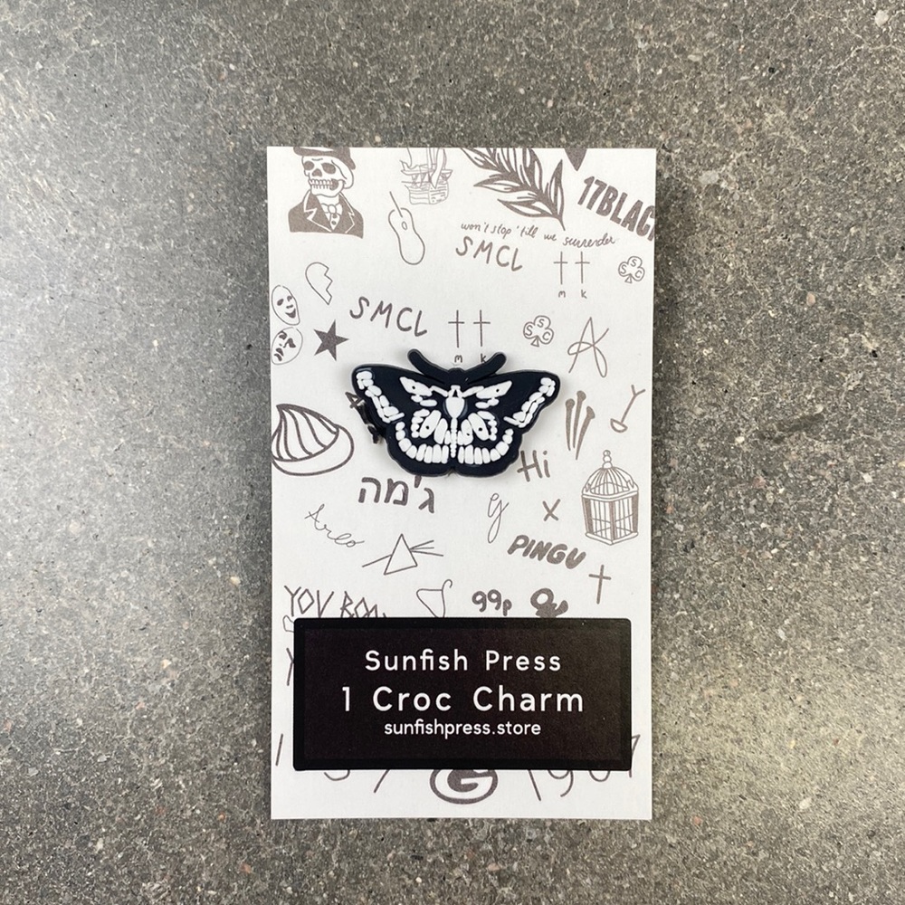 Black and white butterfly croc charm